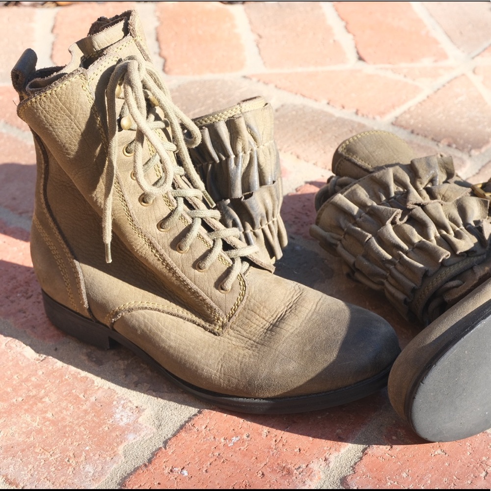 Jeffrey Campbell All Ruffle Ankle Combat Boots